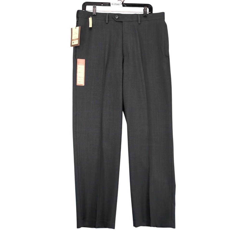 NWT Haggar Gray e-CLo Stria Dress Pants Mens 34x30 Classic Fit Career Formal
